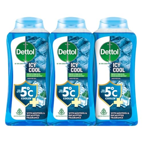 Dettol Body Wash and Shower Gel for Women and Men, Cool (Pack of 3 – 250ml each) | Soap-Free Bodywash | 12h Complete Odour Protection