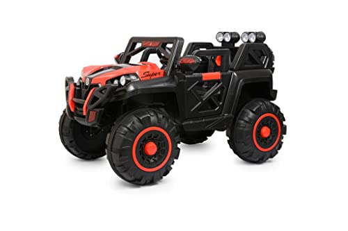 Brunte Rechargeable Battery-Operated Ride on Electric Car Jeep for Kids USB, Music Battery Operated Big Car for Kids to Drive 2 to 8 Years Boys Girls (Orange), Made in India