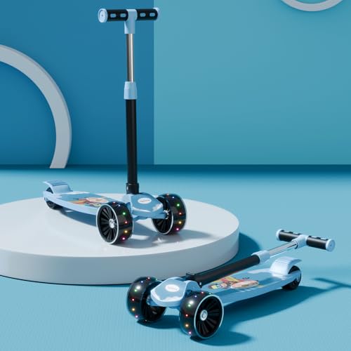 Lifelong Scooter for Kids 3+ Years – Foldable Kids Scooter with LED Wheels & Adjustable Height – Kick Scooter Capacity 50kg- Baby Scooter Toys for 3+ Year Old boy & Girl Skate Scooter, Blue & Black