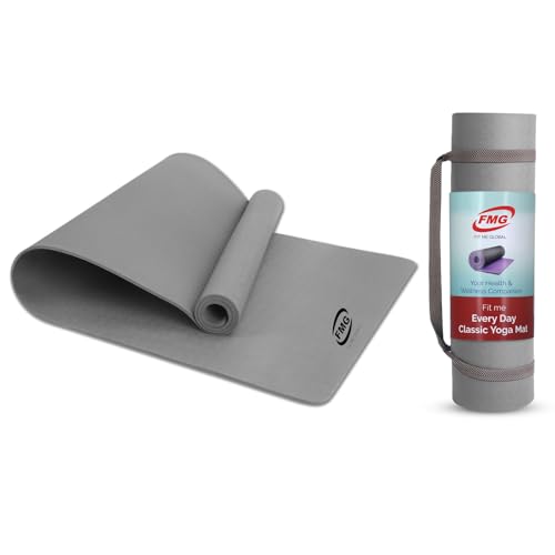 FMG Yoga Mat With Carry Belt 6.mmMens And Women Yoga mat for men exercise Home Workout yoga mat for kids Exercise (Gery)