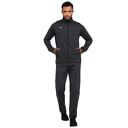 Nivia Zipper Polyester Tracksuit for Men/Full Sleeve Tracksuits for Running & Sports-Grey(Medium)