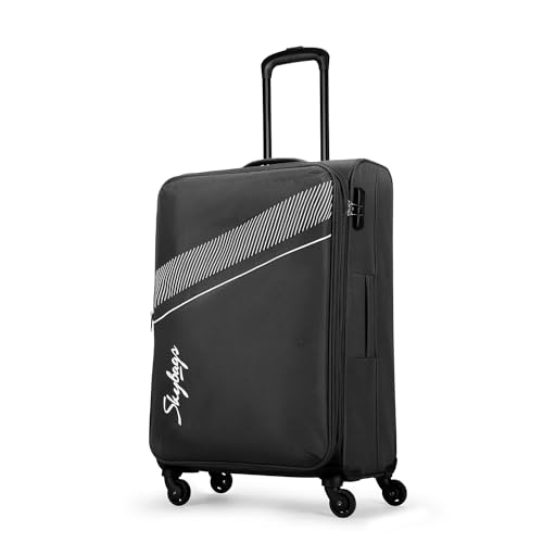 Skybags Trick Polyester Softsided 69 Cm Cabin Stylish Luggage Trolley with 4 Spinner Wheels | Black Trolley Bag – Unisex