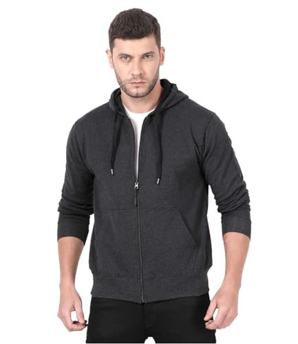 Scott International Men’s Cotton Regular Fit Hooded Sweatshirt (Ss20-Sslz-Chmel-L_Charcoalgrey_L)