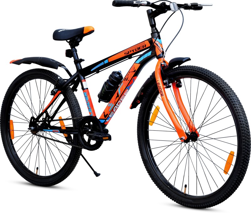 LEADER Spyder MTB Cycle/Bike with Complete Accessories 27.5 T Mountain Cycle(Single Speed, Black, Orange, Rigid)