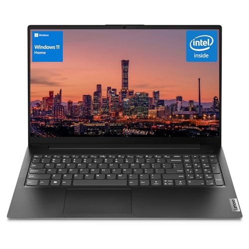 Lenovo V15 Portable Laptop, 15.6″ FHD Anti-Glare Display, Business and Everyday Use, Intel Dual Core Processor, 8GB RAM, 256GB SSD, Webcam, HDMI, Wi-Fi, Windows 11 Home, Black