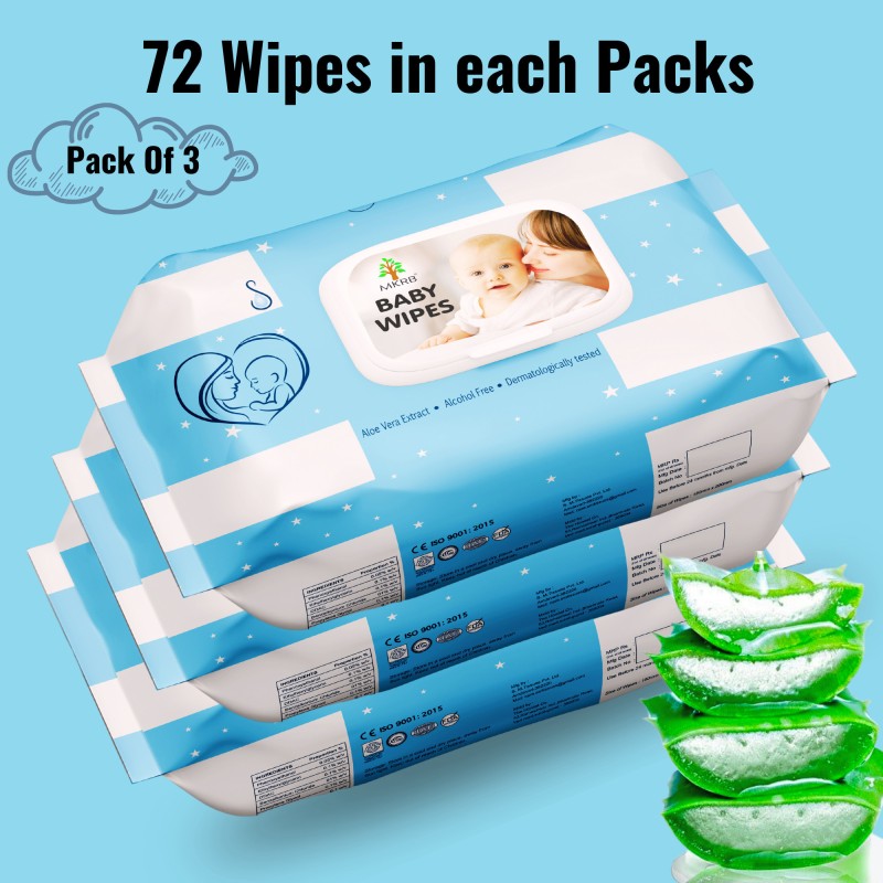 MKRB Soft Cleansing Baby Wet with Lid | Aloe vera(216 Wipes)