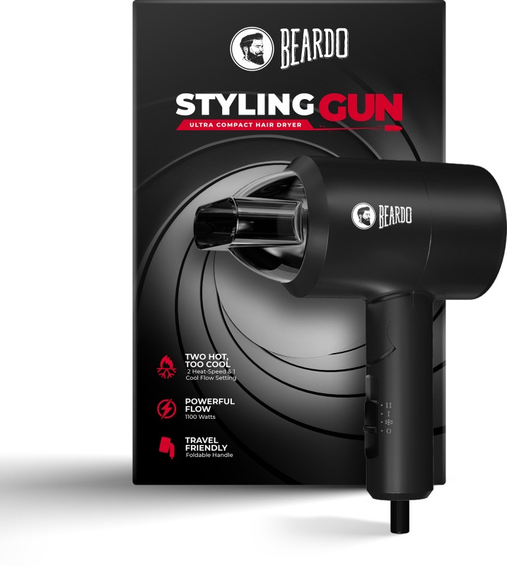 BEARDO Styling Gun Ultra Compact Hair Dryer | 1100 Watts Foldable Hair Dryer For Men Hair Dryer(1100 W, Black)