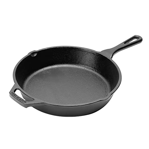 Pigeon Long Lasting Cast Iron Fry Pan, Naturally Non-Stick, Even Heat Distribution and Retains Heat for Long That Compatible with All Heating Source – Black