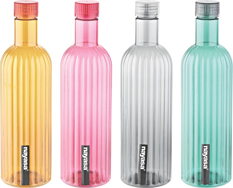NAYASA Bono Economy Pet Fridge Bottle 1000 ml Bottle(Pack of 4, Orange, Pink, Black, Green, Plastic)