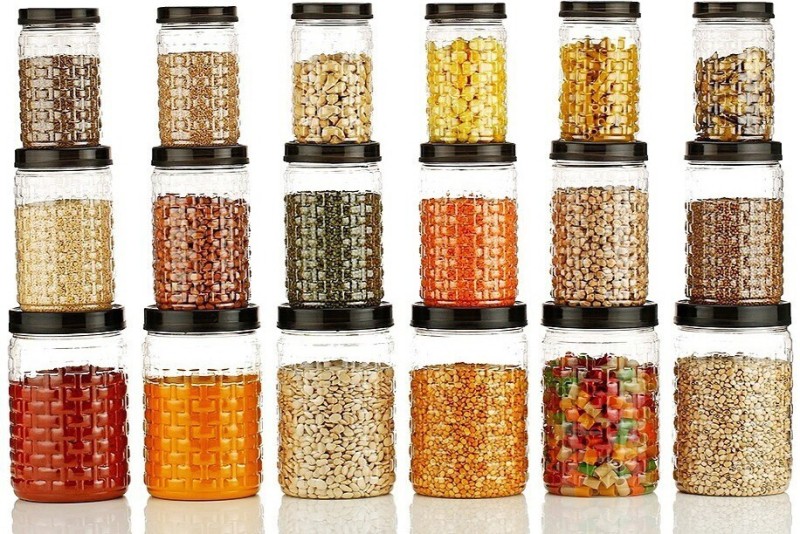 Flipkart SmartBuy Plastic Grocery Container  – 300 ml, 650 ml, 1200 ml(Pack of 18, Black)