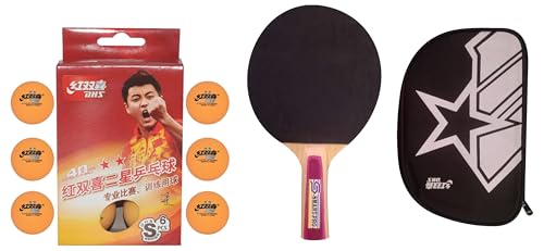 DHS TT Ball S-S1840BY 2 Star Y Supermarket (6 Pcs Box) 54 PCS with Smart PRO TT BAT Sun and DHS BAT Cover