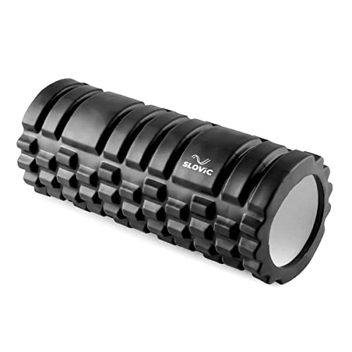 SLOVIC Foam Roller for Back Pain, Deep Tissue Massage and Body Pain High Density Foam Roller for Exercise in Gym, Home Back Roller for Muscle Recovery Massage Roller for Stretching | Black – 33 cm