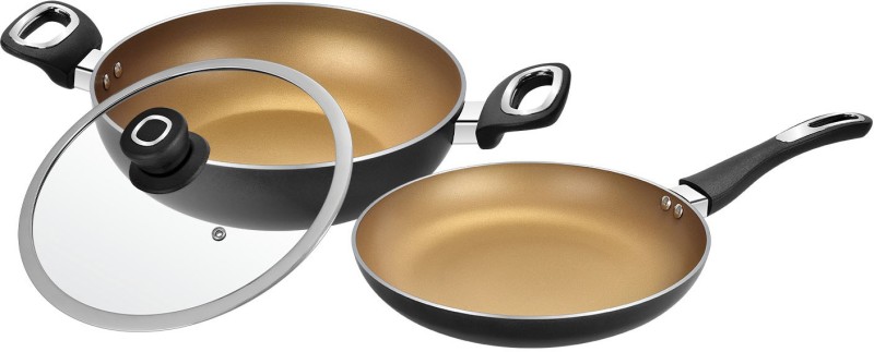 BERGNER Induction Bottom Non-Stick Coated Cookware Set(Aluminium, 3 – Piece)