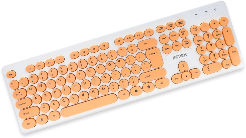 Intex Wired Keyboard Classy (IT-KB335) Wired USB Multi-device Keyboard(White & Orange)