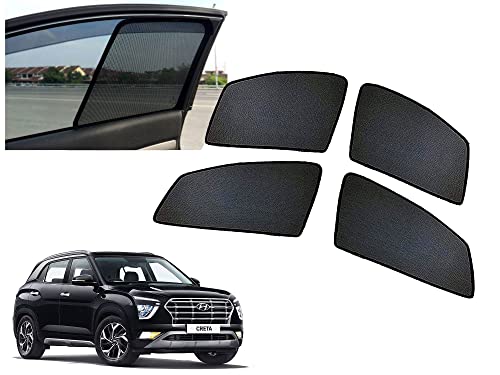 Auto Pearl Black Z Window Plug-in Half Sun Shades Car Curtain Compatible with Creta 2020 (Set of 4)