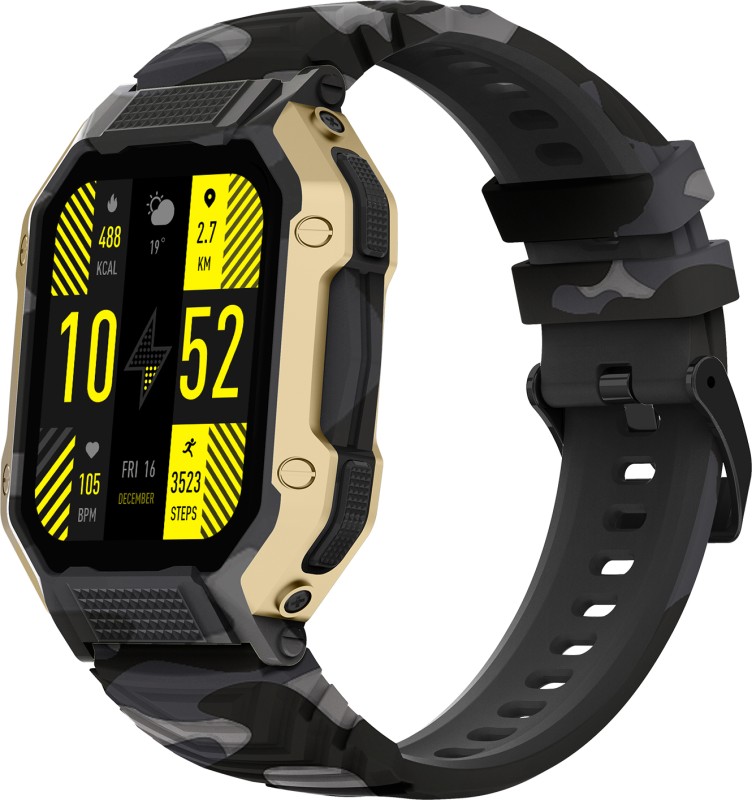 Fire-Boltt Shark 46.5mm (1.83) Smartwatch with Rugged Outdoor Design, Bluetooth Calling Smartwatch(Camo Black Strap, Free Size)