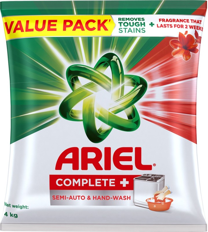 Ariel Complete | Removes 100 Tough Stains in 1 wash | Detergent Powder 4 kg