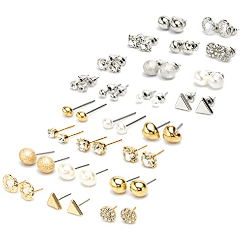 Fashion Frill Western Silver Studs Earrings For Women Fashion Girls Traditional Combo Set Of 24 Pair