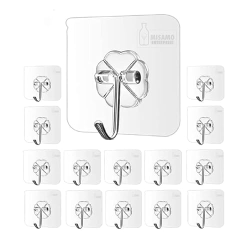 Blenka Essence PVC Wall Hooks for Bathroom Accessories Without Drill, Pack of 30 Transparent | Screw Adhesive Non-Trace No Drilling for Bathroom Shower Kitchen Installation Hanging