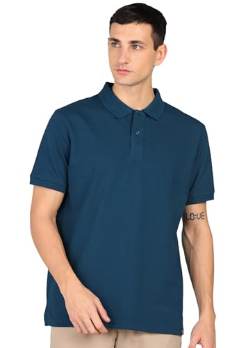 Alan Jones Clothing Solid Men’s Polo Neck T-Shirt (Dark Blue_M)