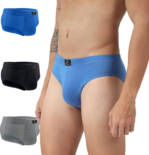 JUARI BE A GENTLEMAN Triple Color Pack | Low-Rise V-Shape Men’s Cotton Briefs with Inner Elastic – Pack of 3 (in, Alpha, 2XL, Regular, Multicolor)