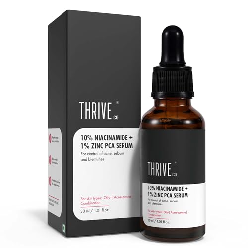 Thriveco 10% Niacinamide Face Serum + 1% Zinc Pca | For Clear Glowing Skin | Helps in reduction of acne, sebum and blemishes | Skin Type Oily, acne prone and Combination | Men & Women | Vegan & cruelty-free | 30ml