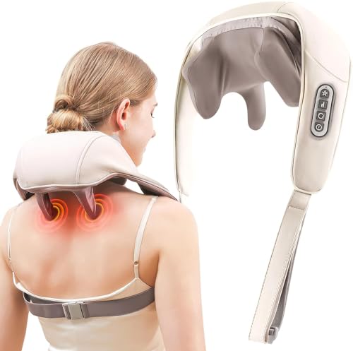 Sellastic Neck Massager for Cervical Pain Relief / Electric Deep Tissue Shiatsu with Infrared Heat Therapy 5D Kneading Massage Machine for Full Body Relax,Neck,Muscles,Back,Shoulder,Legs – 6 Month Warranty