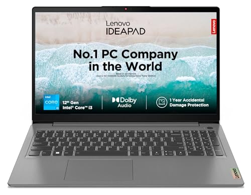 Lenovo IdeaPad Slim 3 Intel Core i3 12th Gen 15.6″ (39.62cm) FHD Thin & Light Laptop (8GB/512GB SSD/Intel UHD Graphics/Windows 11/MSO 21/1Yr ADP Free/3months Game Pass/Arctic Grey/1.63Kg), 82RK00VTIN