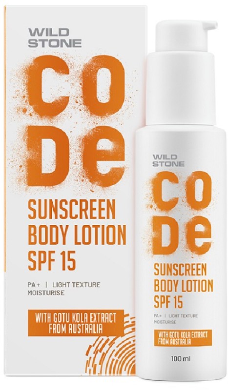 Wild Stone Sunscreen – SPF 15 PA+ CODE Sunscreen Body Lotion | Lightweight & Non-Greasy Formula |(100 ml)