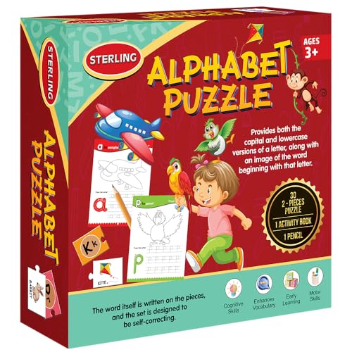 Toyzmania Alphabet Puzzle for Kids | 3+Years | Gift Set for Boys and Girls | 60 Puzzle Pieces, 1 Activity Book and 1 Pencil