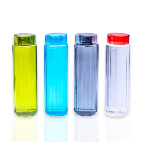 LASAANI Round Unbreakable Plastic 1000 ml Fridge Water Bottle Set of 5, Olive Green