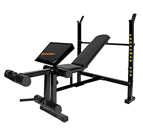 PRODUMAN HUB Home Gym Bench Heavy Duty Bench Multicolour Multipurpose Home Gym Bench flat,incline,decline,preacer,legextension,legcurl
