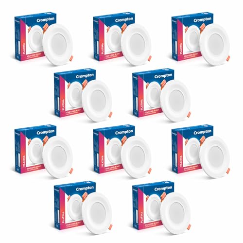 Crompton Star Lord JBNXT Junction Box Downlighter | 5W | Round | Cool White | Pack of 10 | Junction Box | Cutout: 3 inch, 75 mm | For use in halls, bedroom, kitchens, office, stores