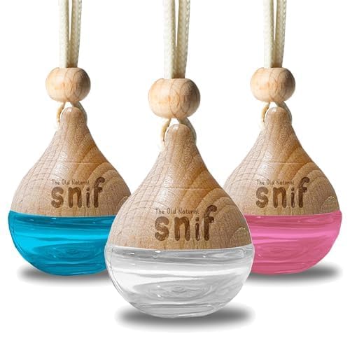 The Old Natural Car Perfume With Essential Oils | Car Perfume Diffuser With Wooden Lid | Car Fresheners Long Lasting | Car Perfumes (White Oudh + Plum Rose + Blue Water) (Pack of 3)