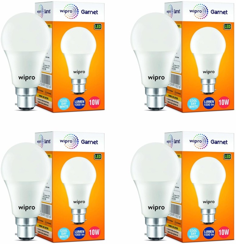 Wipro 10 W Standard B22 LED Bulb(White, Pack of 18)