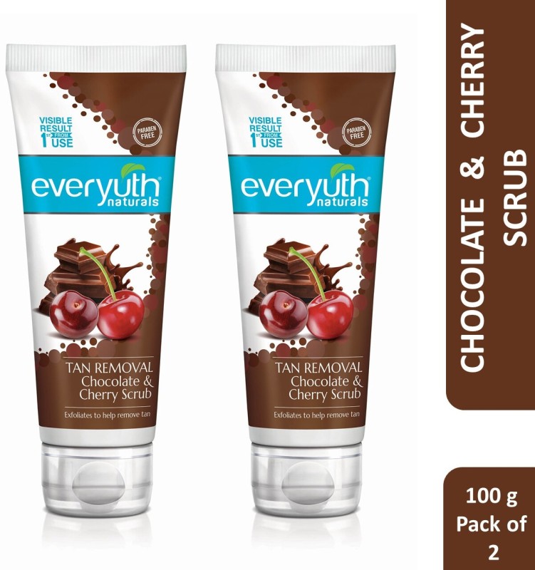 Everyuth Naturals Tan Removal Chocolate & Cherry Scrub|D tan, Detoxify & Cleanse|Paraben Free Scrub(200 g)