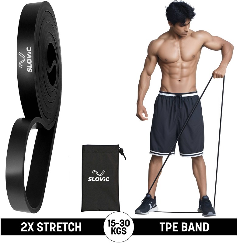 SLOVIC Resistance TPE Bands for Workout | Pull Up Band | Loop Band | Heavy Duty Resistance Band(Black, Pack of 1)