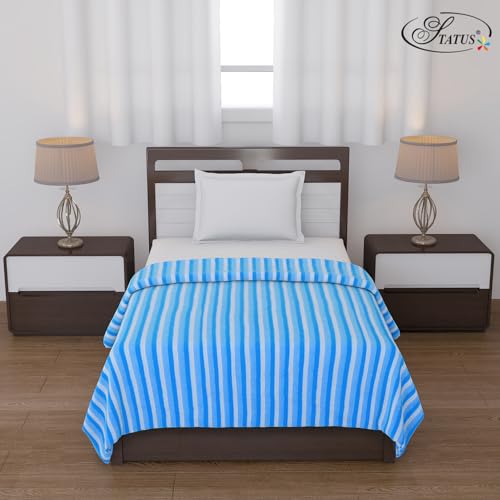 Status Contract Mink Blanket | Single Bed AC Blanket |Skin-Friendly, Lightweight & Super Soft Blanket- 220 x 150 Cms (Blue)