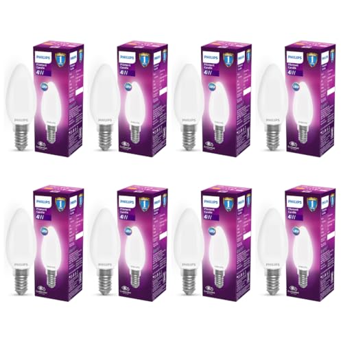 PHILIPS 4-watt Filament Candle LED Bulb | Diffused Candle Bulb For Home & Decoration | Bulb Base: E14, Cool White | Pack of 8