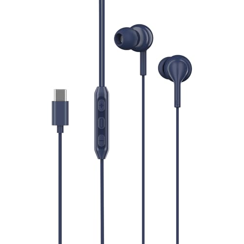 boAt BassHeads 100 C Wired Earphones with Type-C Jack, in-Line Microphone, 10mm Drivers, Signature Sound, Integrated Controls & Multi-OS Compatibility(Navy Blue)