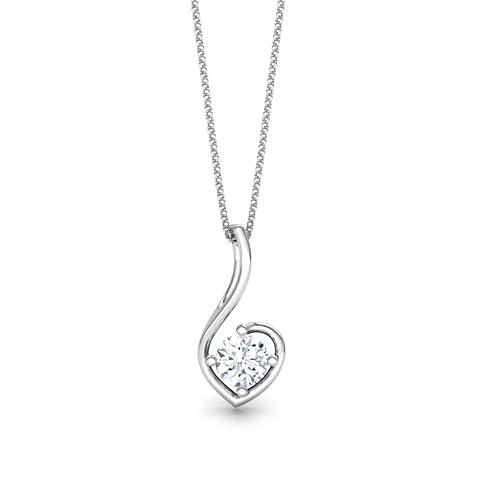 Carat Affairs Elysian Solitaire Pendant with Chain (0.2, carats)