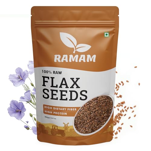 New Ramam Flax Seeds 400gm | Natural Raw Flax seeds for Eating | High Dietary Fiber | Rich in Magnesium |Helps in Manage Blood sugar levels & Heart Health | Helps in Hair Growth| Alsi Seeds- 400gm…