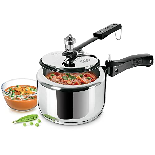 Milton Pro Cook 2 Litres Pressure Cooker with Inner Lid, Aluminium, Non-Induction Bottom, Hot Plate & Flame Safe, Silver, BIS Certified, 5 Years Warranty
