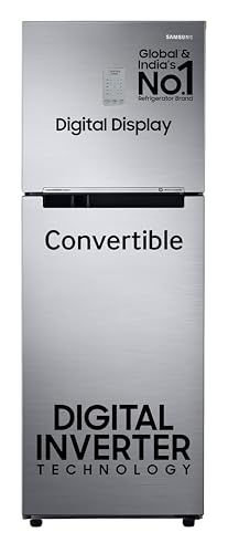 Samsung 236 L, 3 Star, Convertible, Digital Inverter with Display Frost Free Double Door Refrigerator (RT28C3733S8/HL, Silver, Elegant Inox)