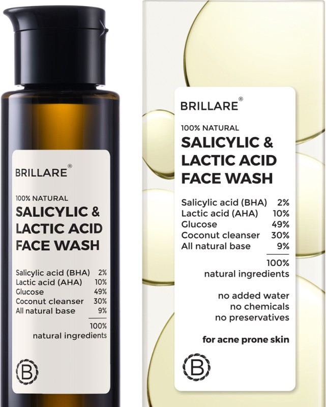 BRILLARE Salicylic & Lactic Acid , Acne Prone Skin, 100% natural facewash Face Wash(100 ml)