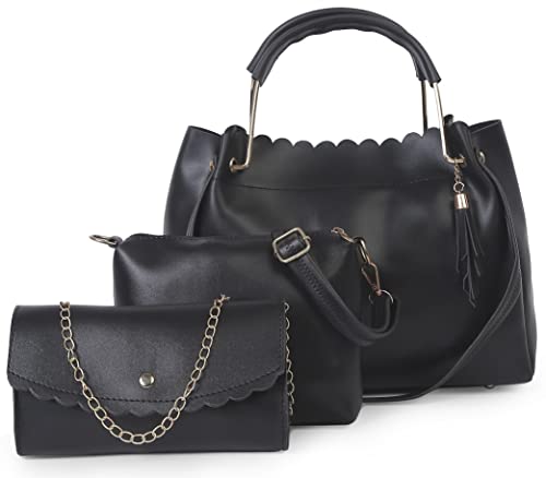 Fargo Handbag For Women And Girls Combo Set Of 3 (Black)