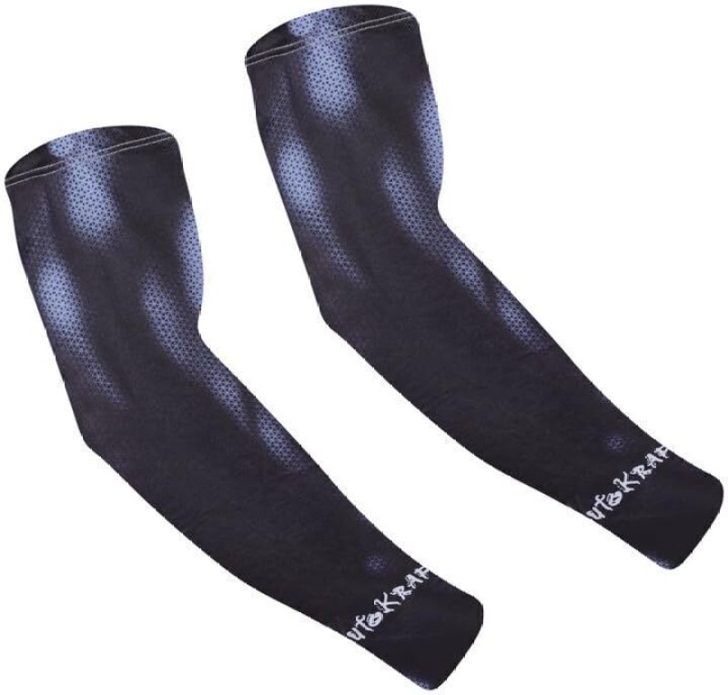 AutoKraftZ Sun UV Protection Arm Sleeves with Stretchable Material For Riding and Sports Cycling Gloves(Black)
