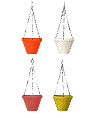 Go Hooked Juhi Pot Plant Container|Hanging Pots & Planter (Multicolor, 9 Inch, Set of 4)
