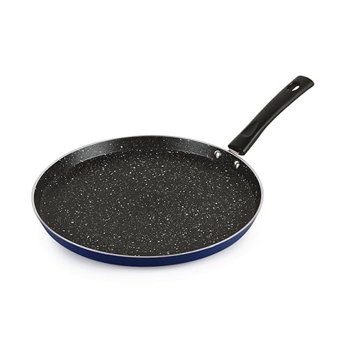 CELLO Regal Non Stick Dosa Tawa Induction Base with Detachable Handle, 280 mm, Aluminium, Blue with Spatter