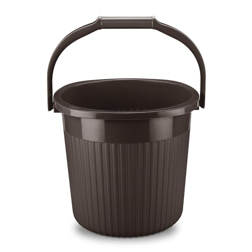 Milton Ritz 25 Plastic Bucket with Handle, 25 litres, Choco Brown | Home | Bathing | Storage | Bathroom | Multipurpose | Easy to Carry